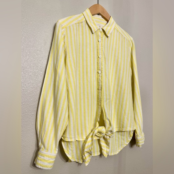 LOFT Yellow Striped Long Sleeve Button-up shirt size medium - Picture 1 of 4